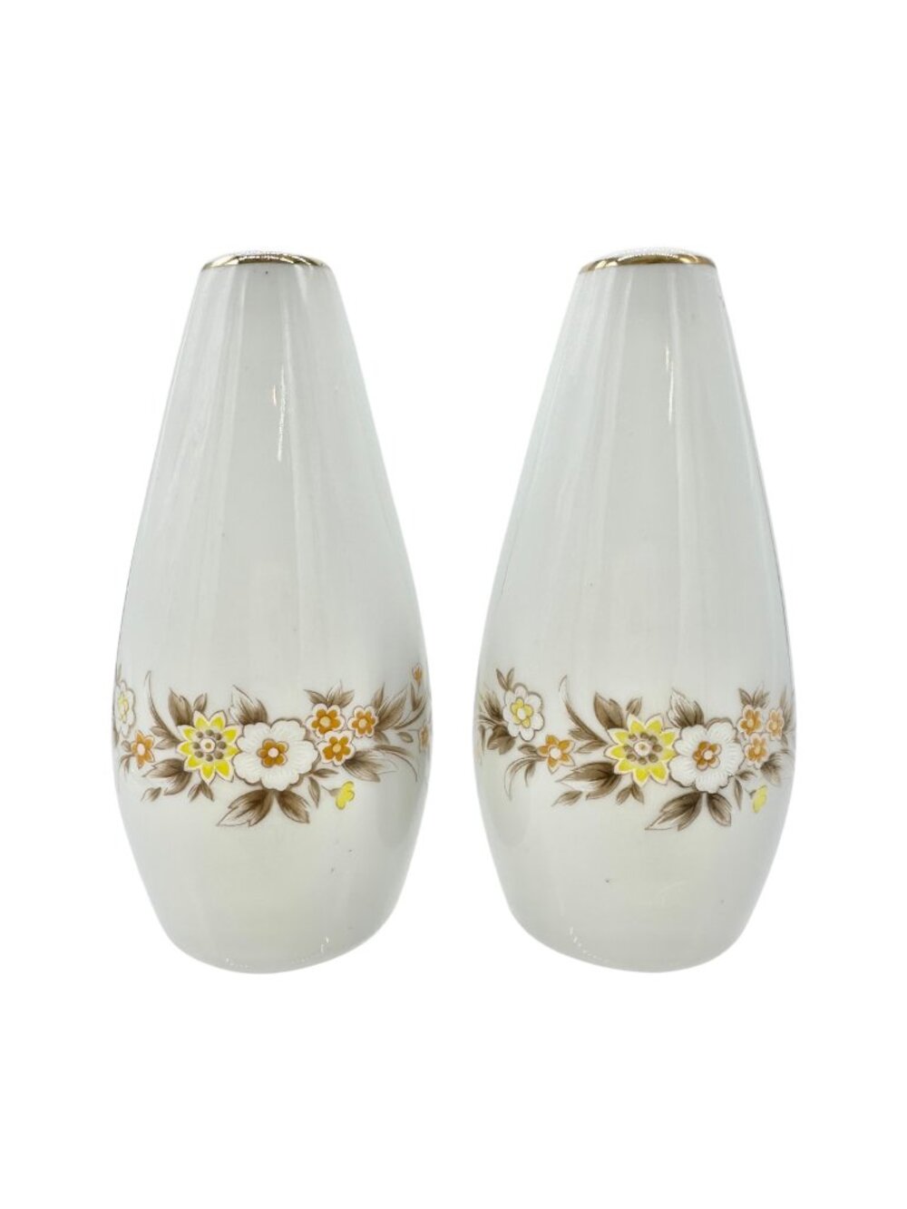 Vintage Ceramic Floral Salt and Pepper Shakers Yellow Florals 4 inches Tall
